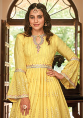 Super Looking Salwar Suit in Yellow Colour